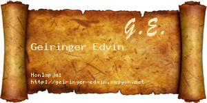 Geiringer Edvin névjegykártya